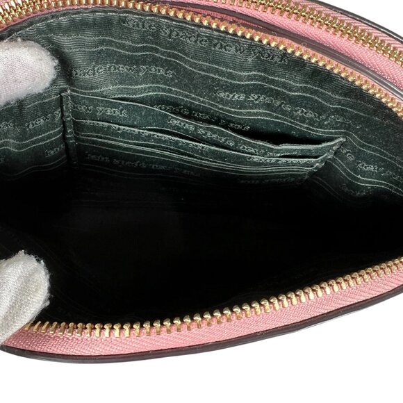 Kate Spade New York Womens Morgan Leopard Double-Zip Dome Pink Crossbody Bag - Picture 13 of 16